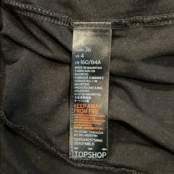 Topshop Black Corset Seam Peplum Tee Size 4 - Picture 7 of 9